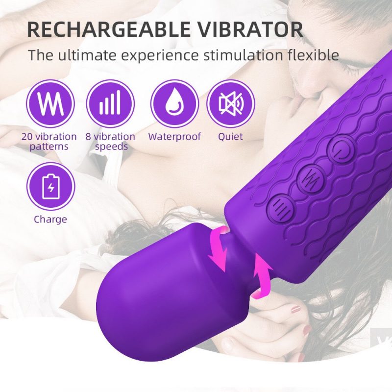 Pink Wand Vibrator 20 vibration Modes & 8 Powerful Speeds Mini Magic Wand Vibrator￼ 4