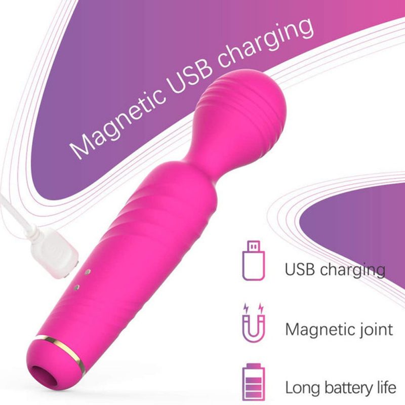 Double Head Wand Vibrator 2 in 1 Sucking Clitoris Stimulator & Pink Wand Vibrator 9
